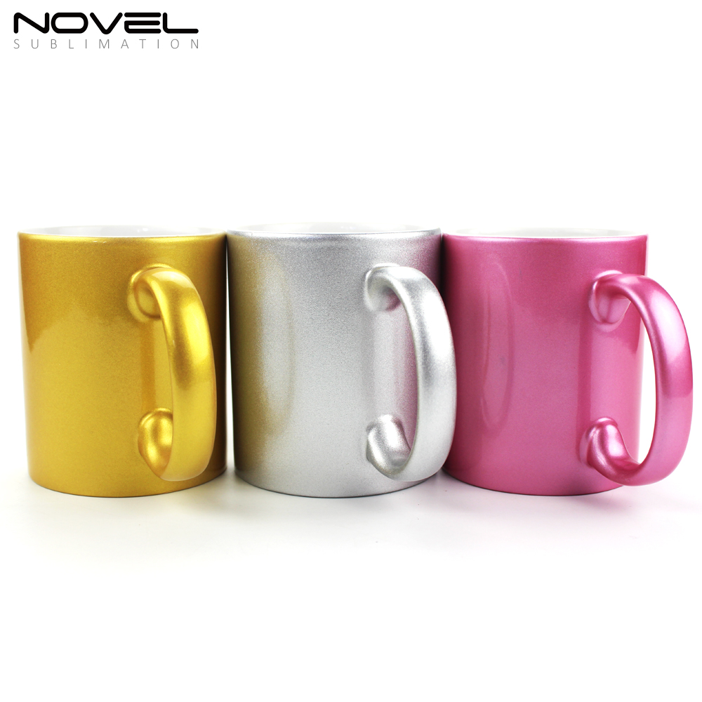 11oz Sublimation Blank Pearl Mug Cup Gold, Silver , Pink,Blue, Purple Sublimation Ceramic Coffee Mug