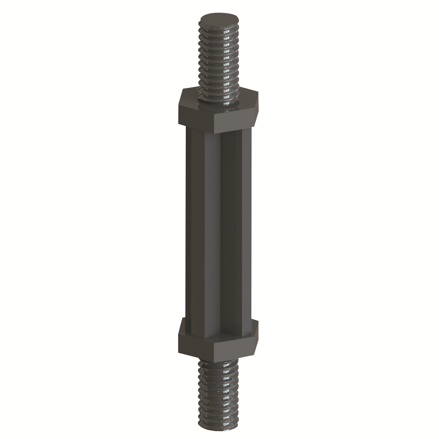 Heat Stabilized Nylon 6/6 Black Natural PCB Standoffs - Hexagonal/Plastic