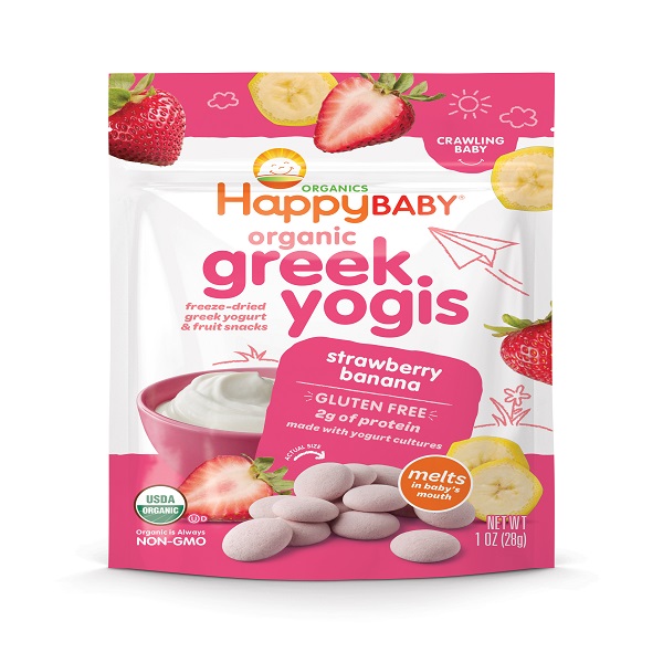 Organic Greek Yogis Freeze Dried Greek Yogurt Baby Snacks Strawberry & Banana with No Artificial Flavors