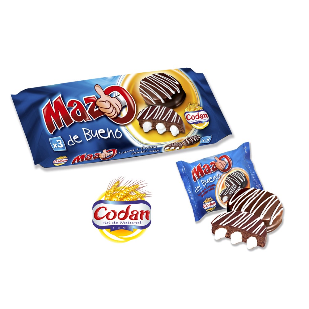 "MAZOS" - Delicious cocoa sponge cake, filled with vanilla cream, decorated with cocoa topping