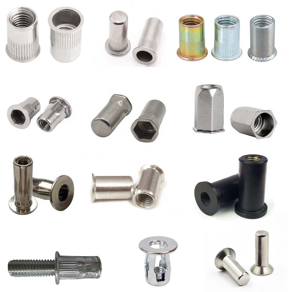 Remache tuerca rivnut M3 M4 M5 M6 M8 M10 M12 плоская головка рифленая Резьбовая вставка Заклепка гайка