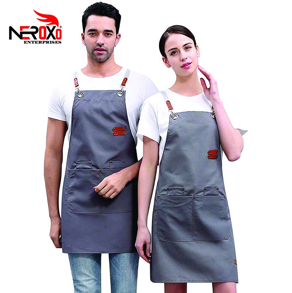 Custom Apron With 4 Pockets For Kitchen, BBQ, And Grill