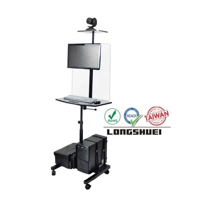 360 degrees swivel DYI Assembled Hospital Clinic crash TV PC workstation with Acrylic wall mount bracket carts and roll stands