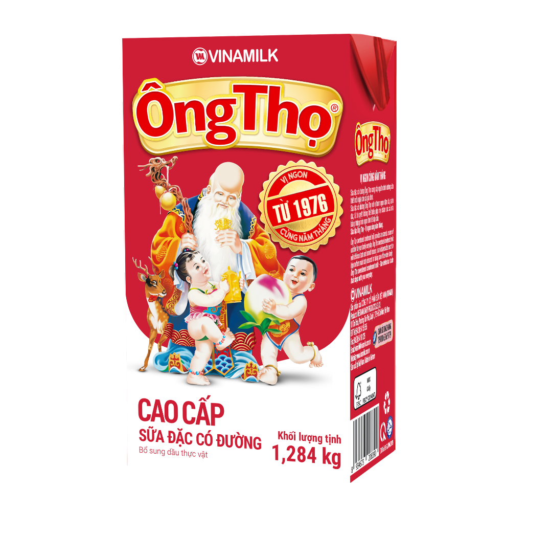 Сладкое конденсационное молоко-Vinamilk-бренд Ong Tho-красная этикетка-коробка 1284 г
