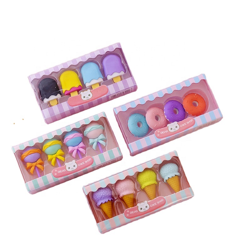 Cartoon school supplies eraser pupils prizes simulation desserts burger rubber children's gifts wholesale Assemble rubber Detach