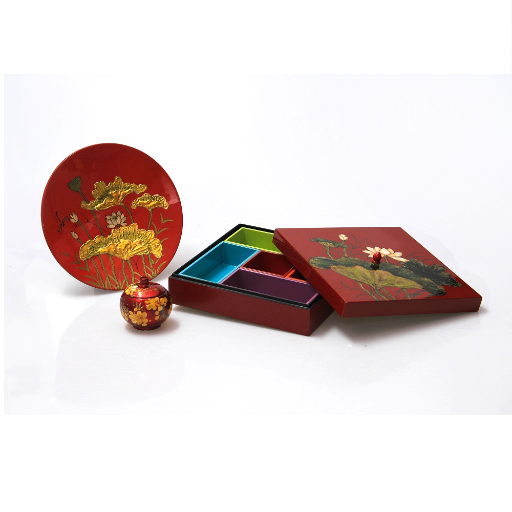 luxury lacquer wooden square pattern candy and cake storage box for gift and packaging
