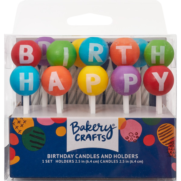 Подсвечник с буквами Happy Birthday 3D, 6 шт./кг