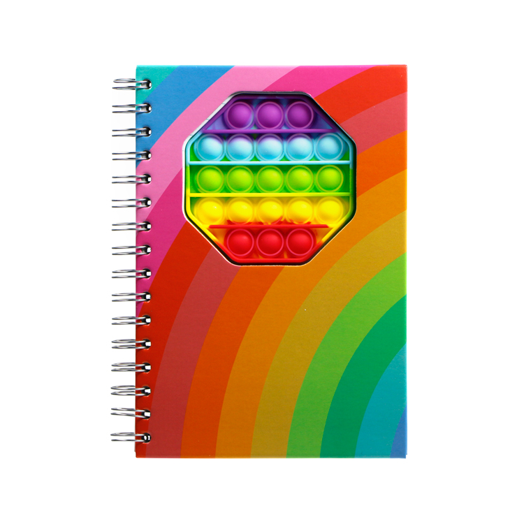 Amazon Горячая продажа Силиконовые поп it fidget toys journal для школы офиса, подарки для детей, A5 размер Радужный твердый переплет Спиральный ноутбук