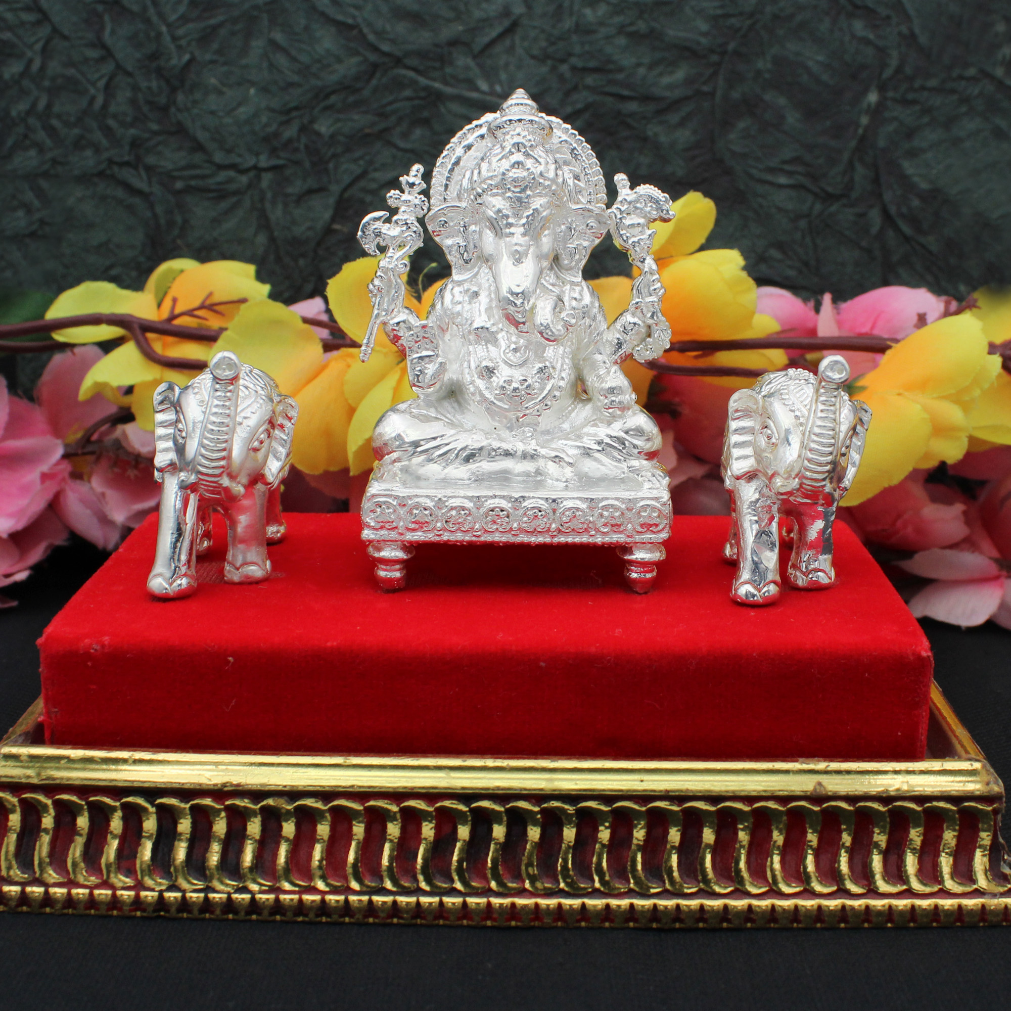 Idol Gift & Home Decor | 999 Fine Silver | Exclusive Ganesha and elephant