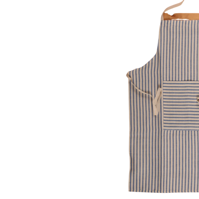 High Quality Handmade Linen Cotton Fashionable Technics Blue Kitchen Apron for Home & Hotels