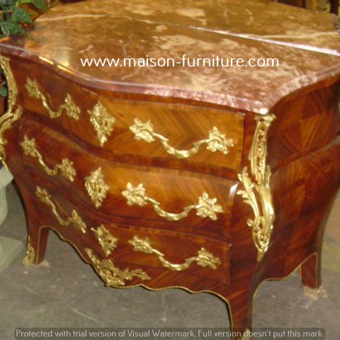 Французский античный мраморный комод в стиле Louis XV, комод, комод с ящиками