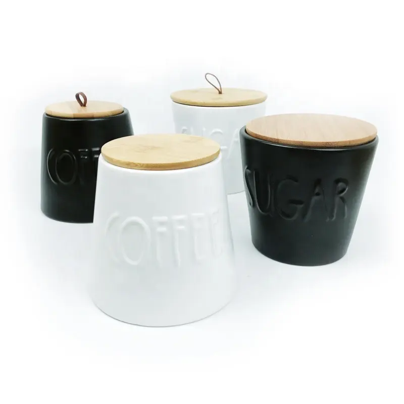 Black and white ceramic storage pot&tea pot&coffee candy pot Light luxury sealed pot with lid household storage pot