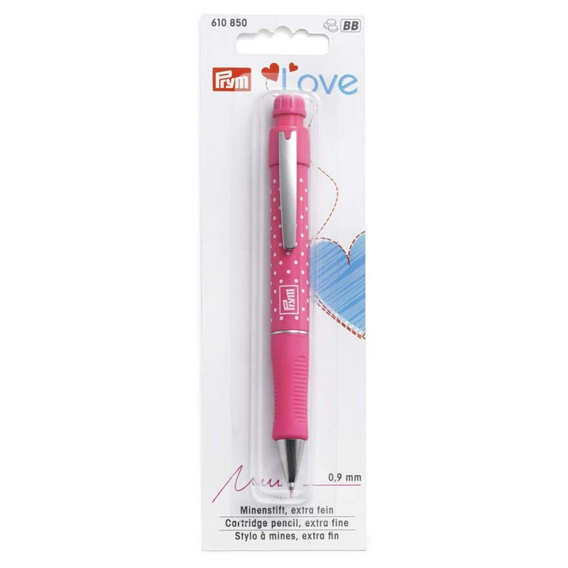 Аксессуары для шитья Prym Love 610850, карандаш для картриджей с двумя розовыми сменными картриджами 0,9 мм, маркировочные инструменты