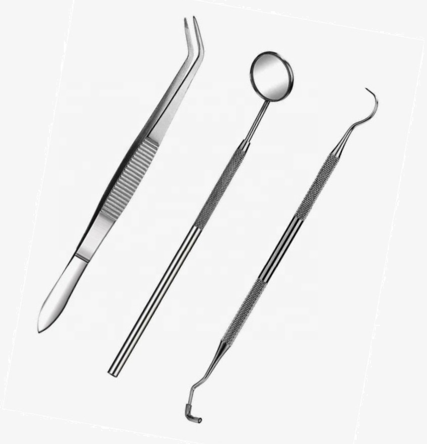 Dental Hygiene Kit 3pcs Includes Dental Pick Anti Fog Mouth Mirror Tweezers Plaque Remover Teeth Cleaning Tool