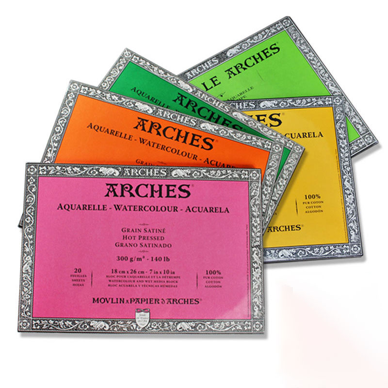 French ARCHES cotton pulp four sides sealing glue 300g professional watercolor paper sketchbook pad