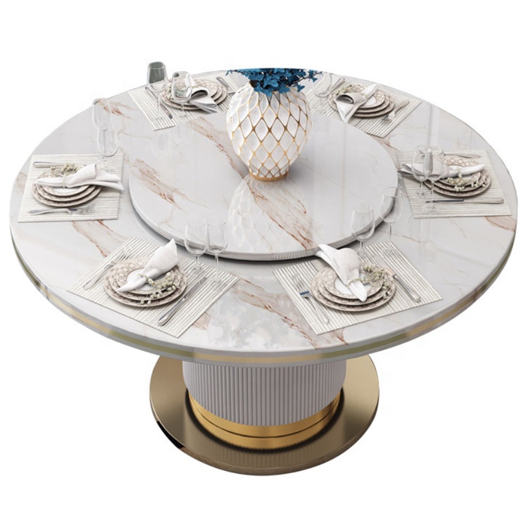 New Design Marble Top Dining Tables Round Dining Table Set 6 8 Chairs Dining Room Sets Furniture Luxury