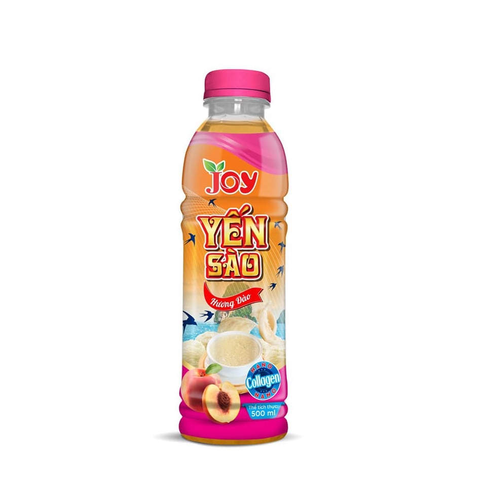 JOY Soft Drink 500ml Plastic Bottle Bird's Nest Fruit Juice Peach Juice with Rock Sugar Viet Nam Brand