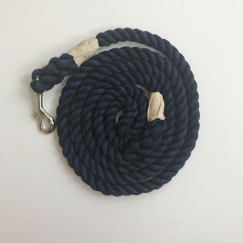 Navy Blue Ultra Soft Cotton Rope Dog Leash