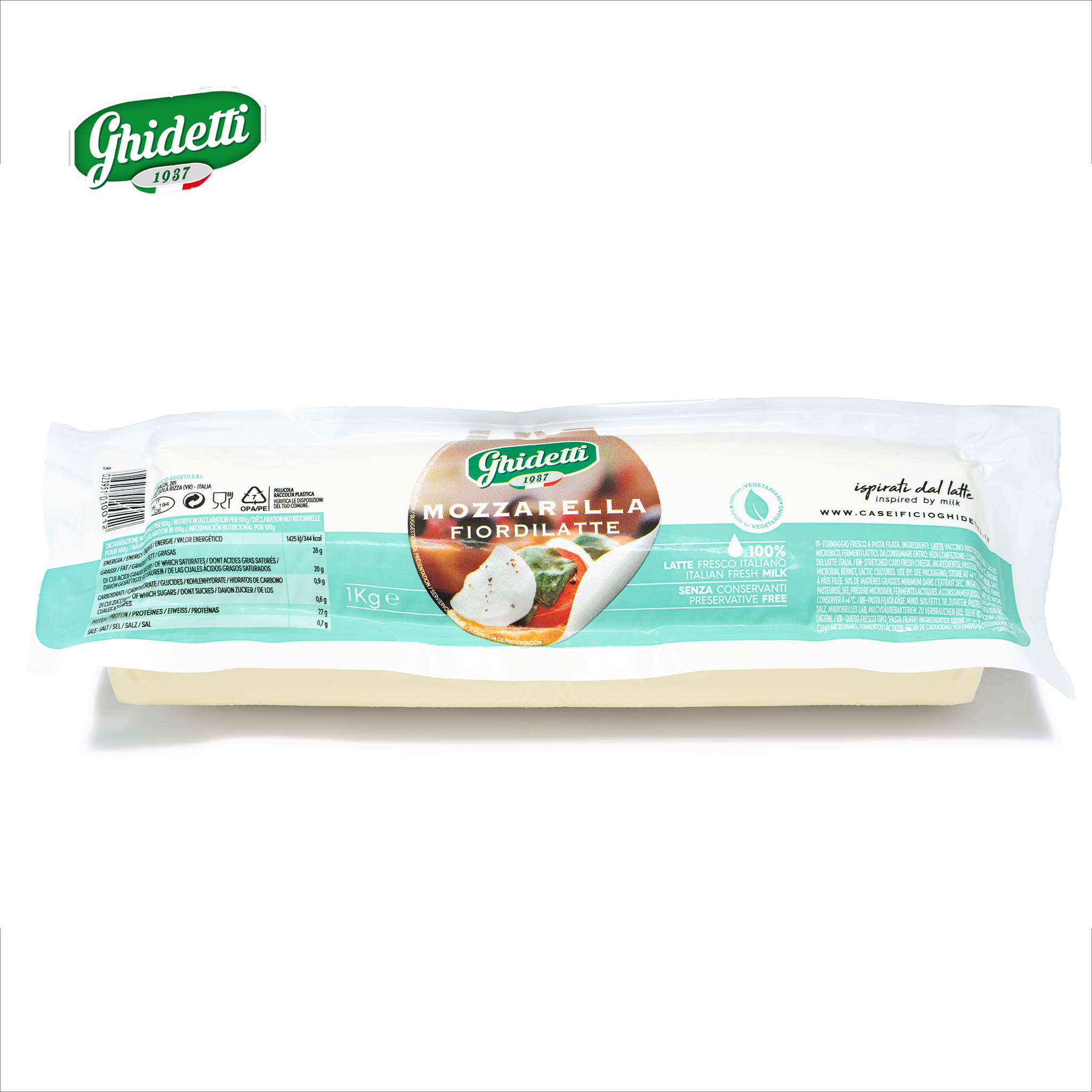 Premium Italian Delicious Pizza Mozzarella Fiordilatte Cheese Loaf 1kg Perfect for Any Pizza