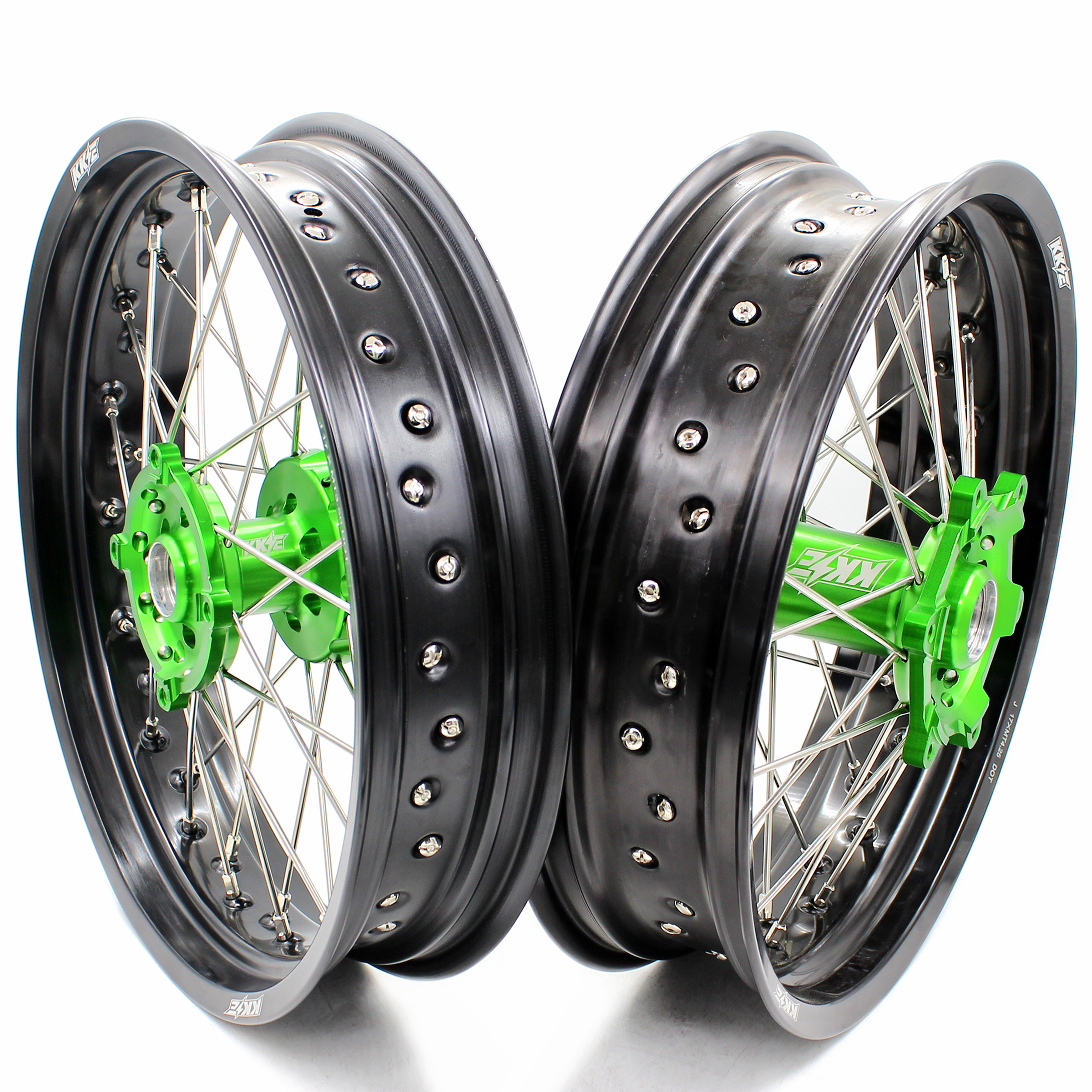 KKE 3,5/5,0 мотоциклетные велосипедные колеса для KAWASAKI KX250F KX450F 2006-2018 KX125 KX250 зеленая втулка черный обод