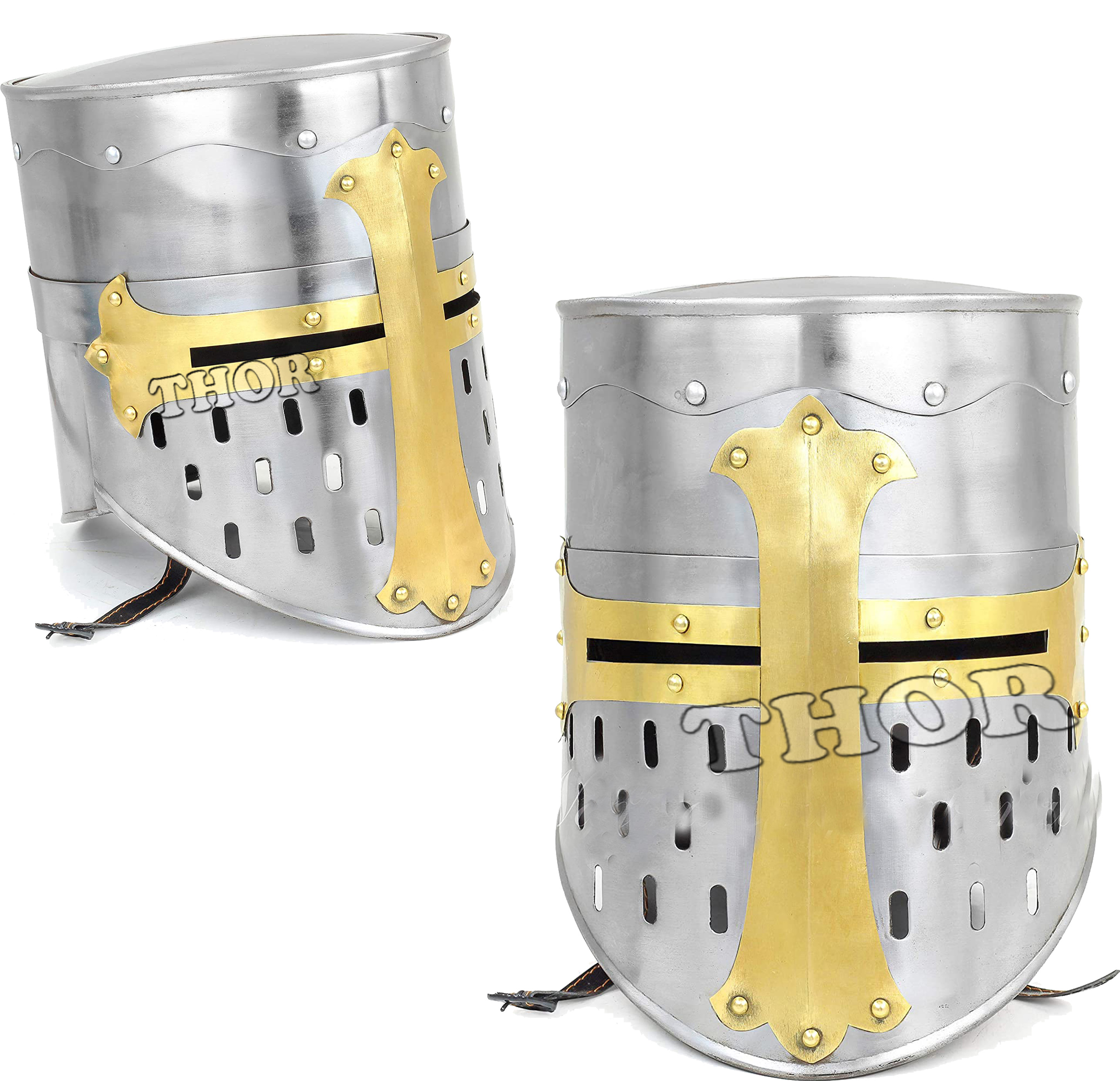 Medieval Templar Warrior Helmet Crusader Knight Halloween Templar Armor Greek Steel Helmet Chrome Polished