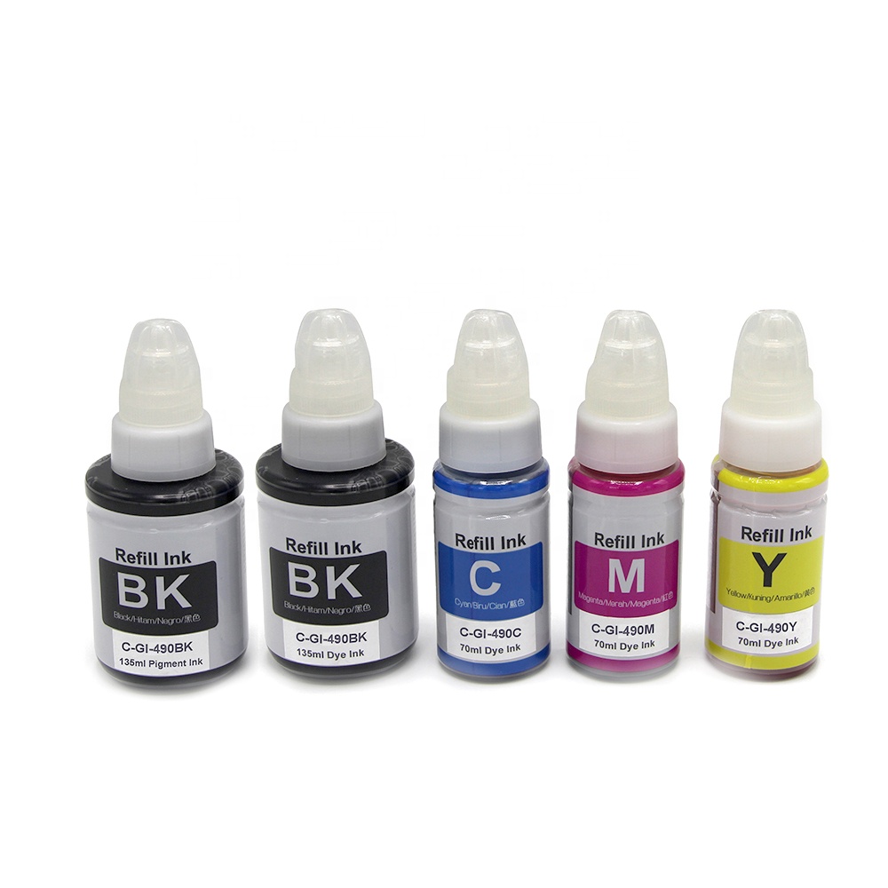 Tatrix GI490 GI 490 Premium Compatible Color Water Based Bottle Refill Bulk Inkjet Ink GI-490 for Canon PIXMA G1400 G4400