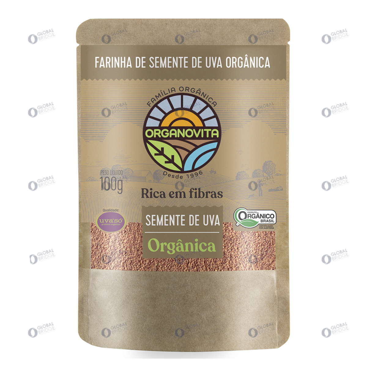 ORGANIC GRAPE SEED POWDER 100g Organovita UvaSo Made in Brazil Baking Cakes Recipes Flour Bakery Best Prices Organic Products