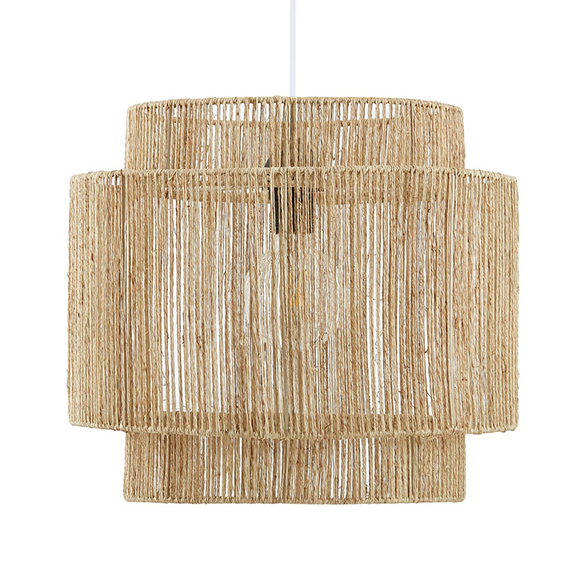 Glovimex Ceiling Pendant Light Fixture Jute Lampshade Chandelier Decor Lights Interior Lamp