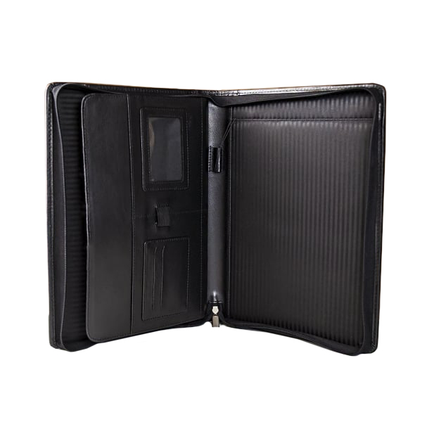 Black office pu leather folder with zip closure