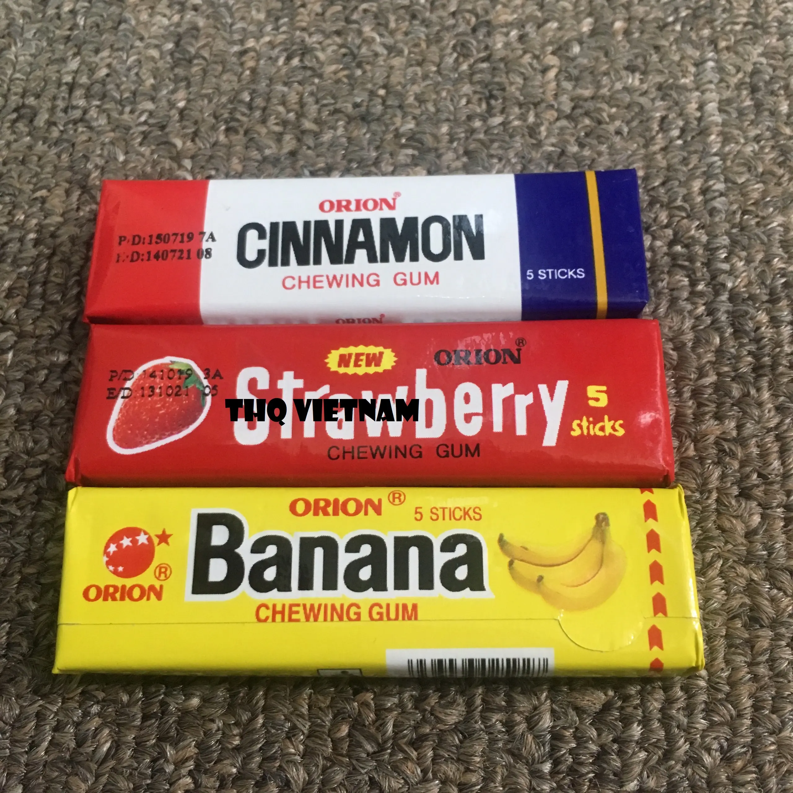 Orion Chewing Gum with flavors: Banana, Strawberry and Cinnamon/THQ Vietnam best price