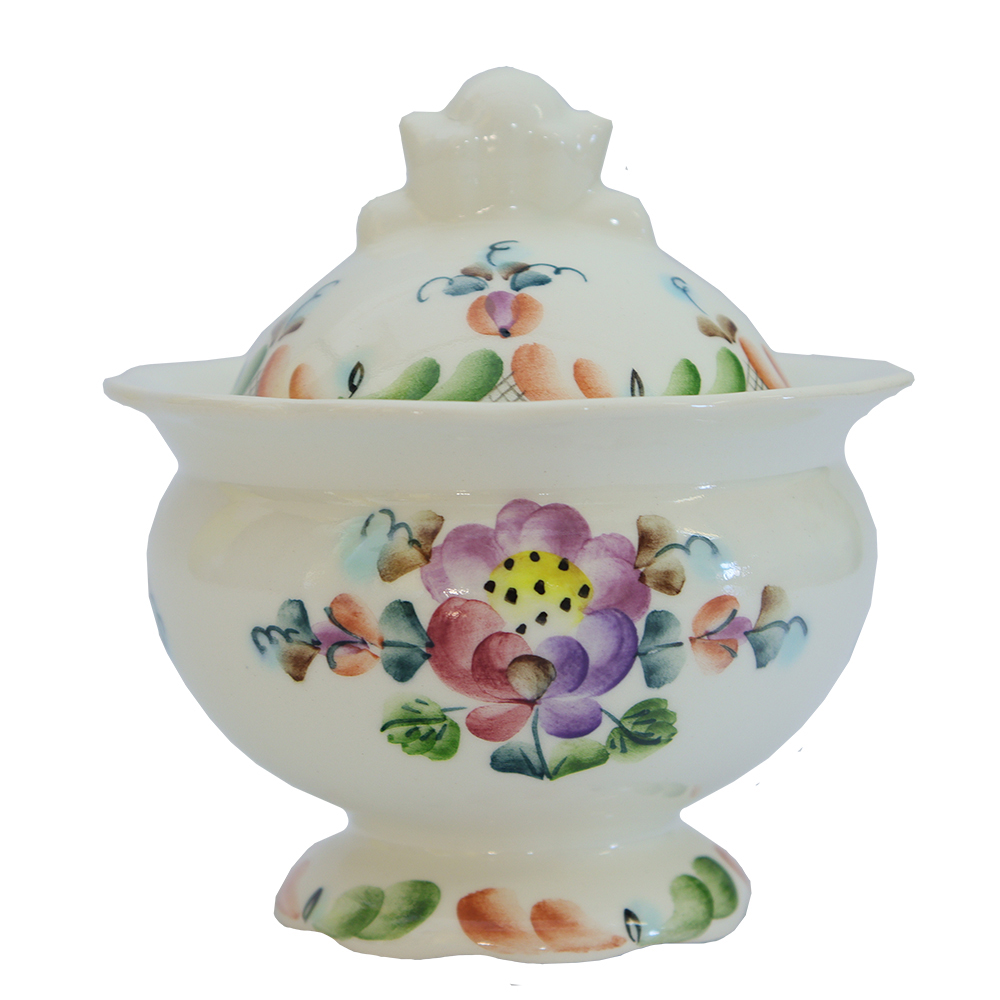 Beautiful ceramic sugar pot hand painted, ceramic bowl