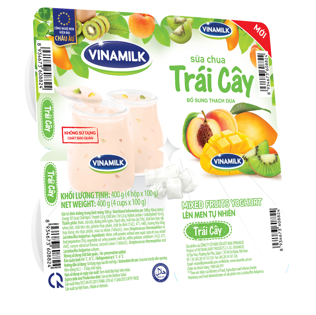 Eating Yogurt - Vianmilk - High Quality - Fruits Yogurt - Packing 100g per box x 48 boxes per Carton