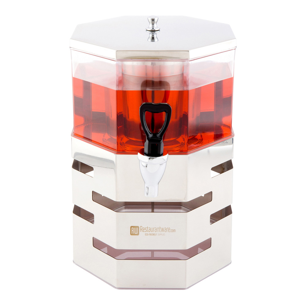 Пентагон Met Lux 5L из нержавеющей стали, Штабелируемый диспенсер для сока-с корпусом-9 3/4x9 3/4x15 дюймов-1 коробка