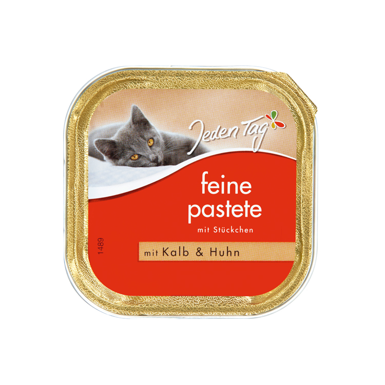 Корм для домашних животных, корм для кошек с телятиной и курицей, лоток 100 г, сделано в германии