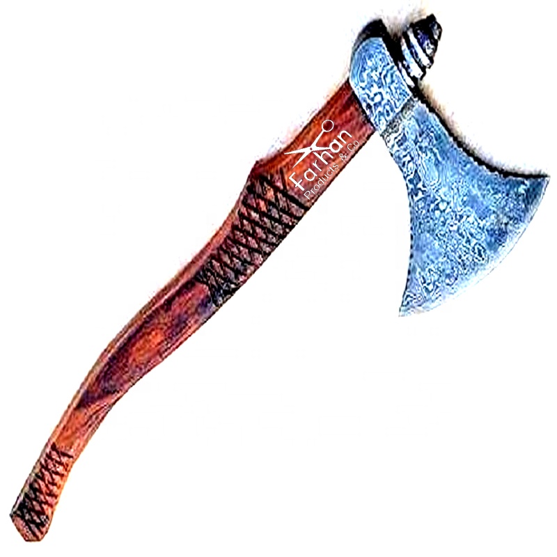 Damascus Knife Custom Handmade 20.00 Inches Axe Rose Wood Handle