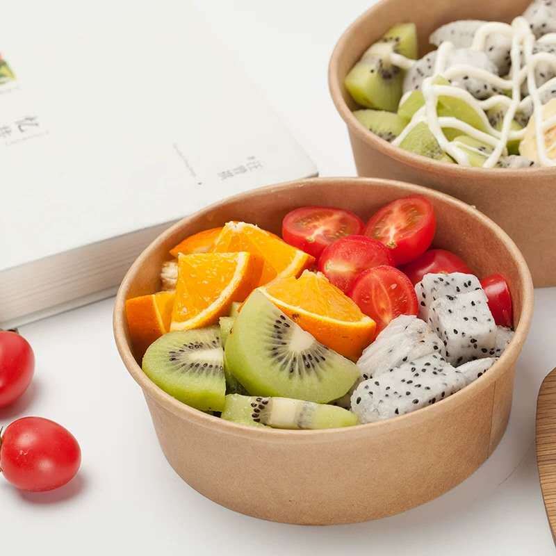 Biodegradable food packaging paper container for food packing disposable paper salad bowl caja comida