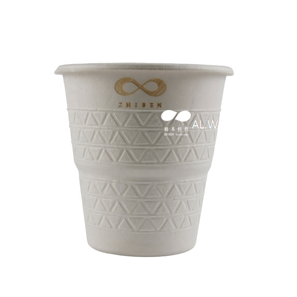 Two color 100% biodegradable disposable sugarcane cup bagasse cup 8oz paper cup