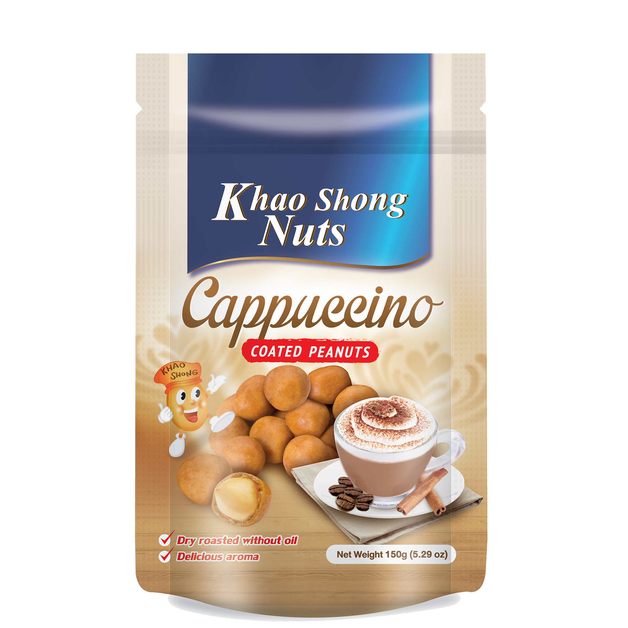 Premium Quality Thai Original Classics Snack - Cappuccino Flavored Coated Roasted Peanuts 150g