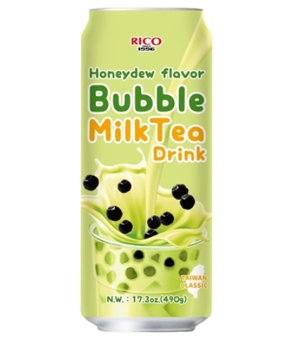 RICO Honeydew Pearl Milk Tea 490G can Instant boba Drink Ready to drink canned soft drinks From Taiwan