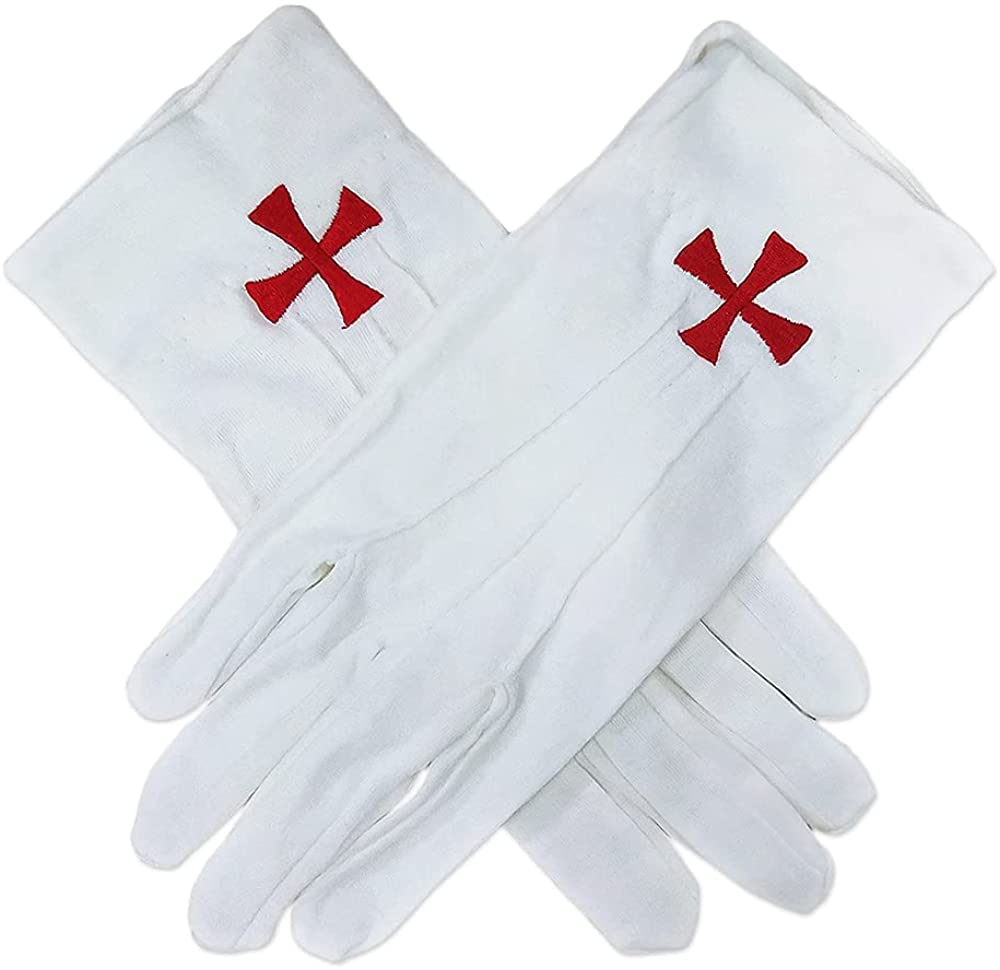 Поперечные Рыцари Templar перчатки из белой ткани Masonic Regalia аксессуары лучшие оптовые продукты высокого качества по лучшей цене