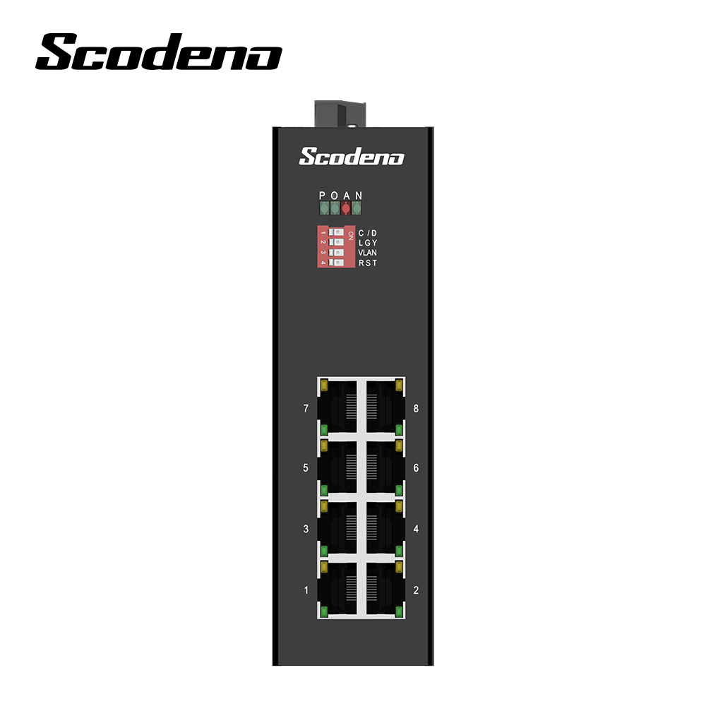 Scodeno 8 портов 10/100/1000M неуправляемый промышленный гигабитный Ethernet PoE коммутатор с креплением на Din-рейку