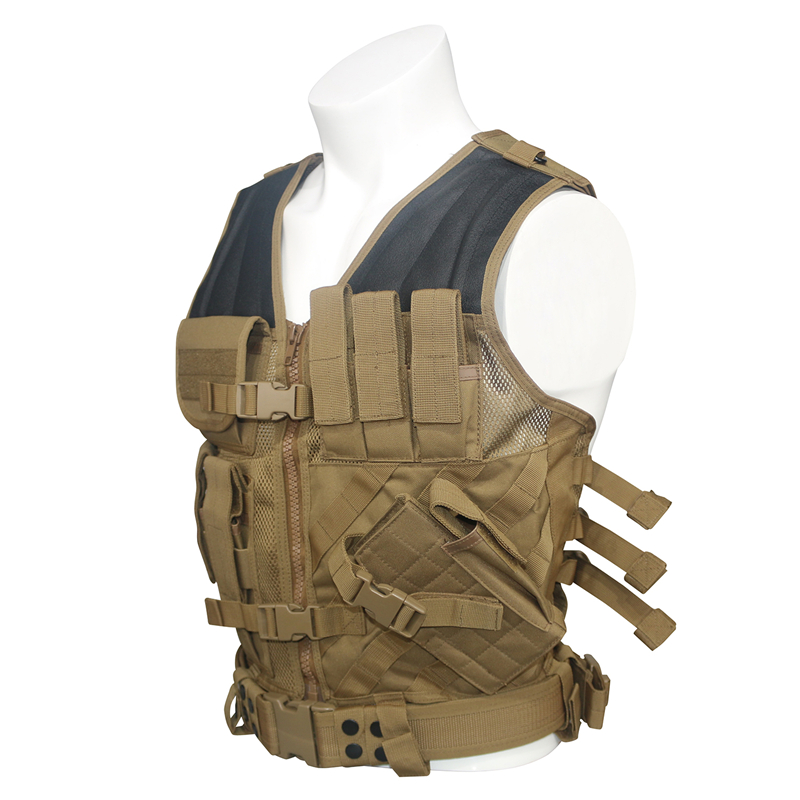 LQ Army Waterproof Tactical chaleco antibalas Durable Mesh Vest with Detachable Belt & Holster for Subcompact/ Standard Pistol