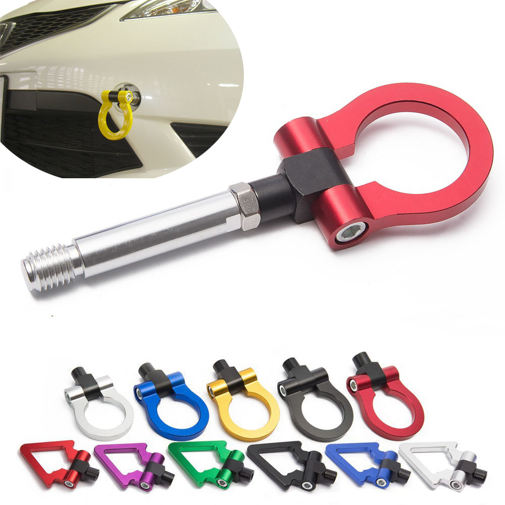 Tow Hook Black Custom Red Tow Tools Front Rear Aluminum For Honda Fit 2008 Circular Triangle Ring Eye Towing EP-RTHLPH004