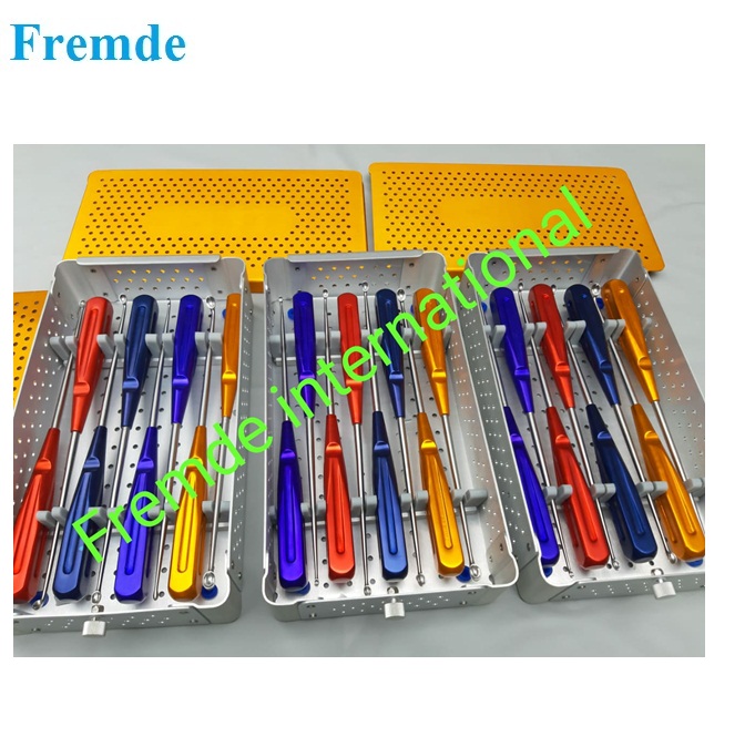 Rainbow Cervical Currettes Spine Instruments Set Of 8 Pieces With Box
