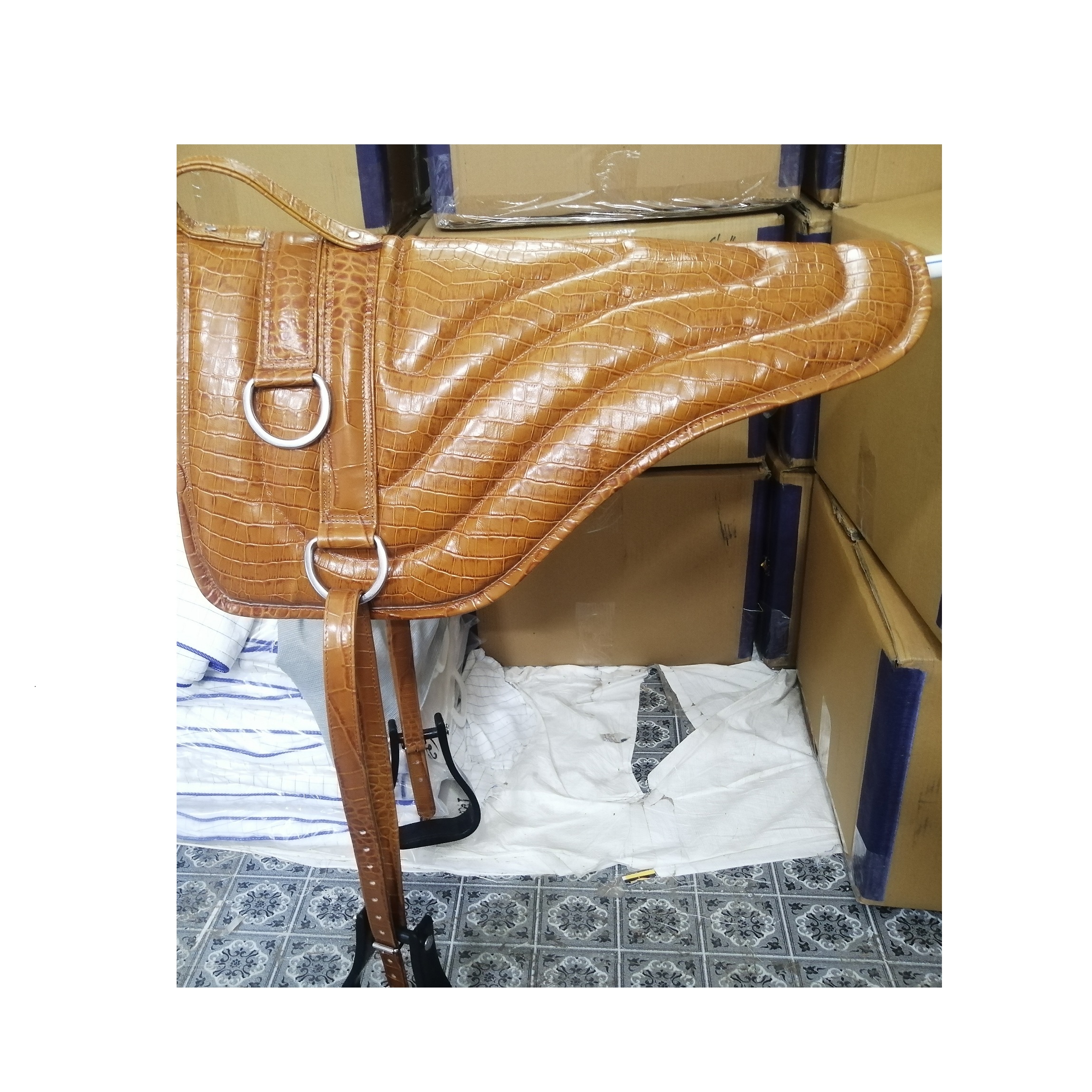 Crocodile Print Leather Bareback Pad