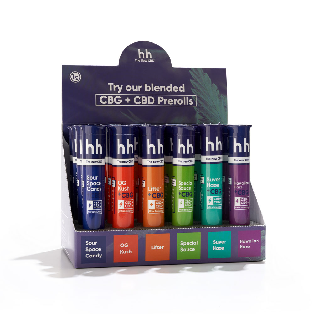 1g CBD+CBD Mixed Prerolls Premium Quality Hemp Flowers CBD Prerolls Display