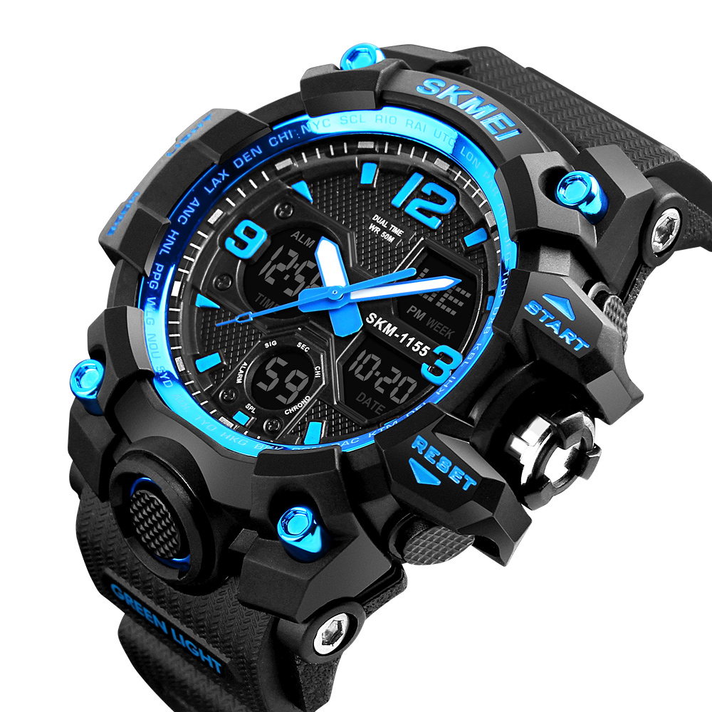 Лучшие продажи цифровые аналоговые спортивные часы relojes skmei 1155B часы