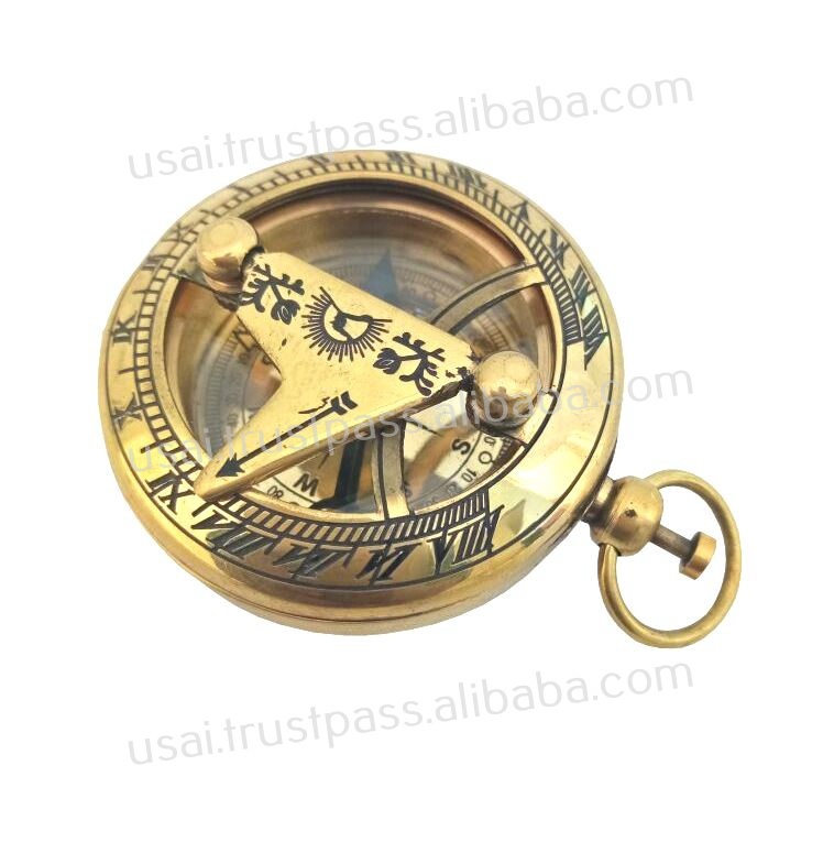 2.5" Nautical Brass Round Mini Sundial Compass,Collectible Marine Sun Dial Compass,Top Quality product
