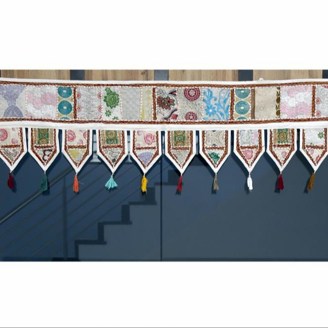 Ethnic handcrafted decorative door topper hanging indian patchwork embroidered bohemian valances gate toran
