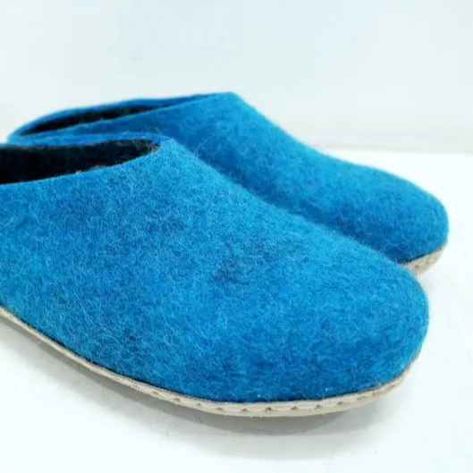 Handmade wool felted blue slipper - Soft and Warm felt sneaker - Double layered felt loafer - Non-allergic and non-toxic shoe
